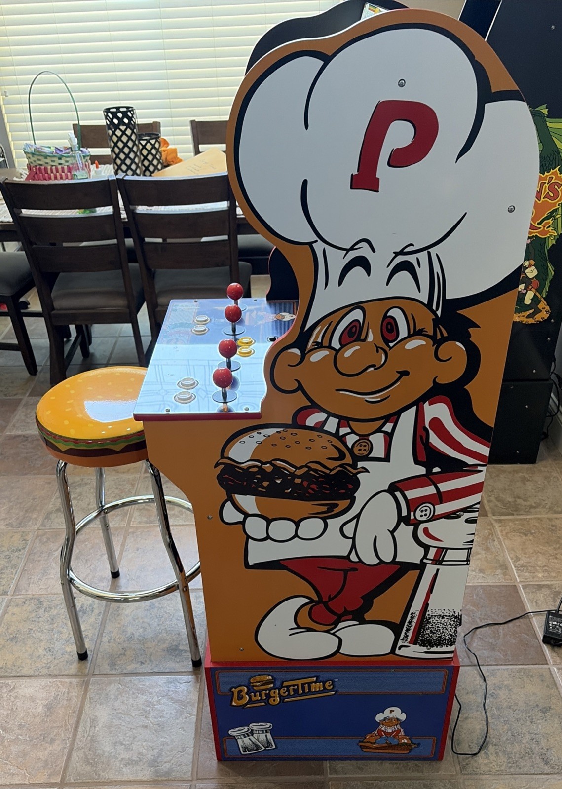 BurgerTime Arcade1up w/Stool, Riser & CoA! Burger Time Arcade Game Machine 1up !