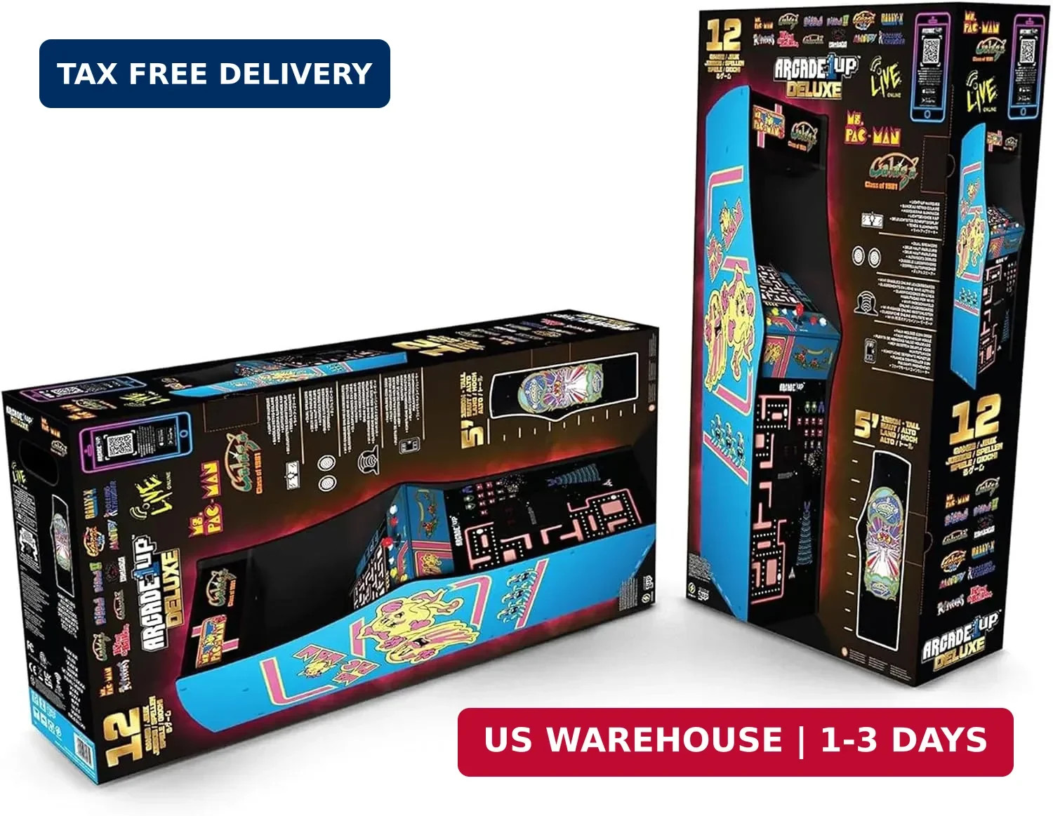 Ms. Pac-Man Class of ’81 Deluxe Arcade Machine Gaming Cabinet with 12