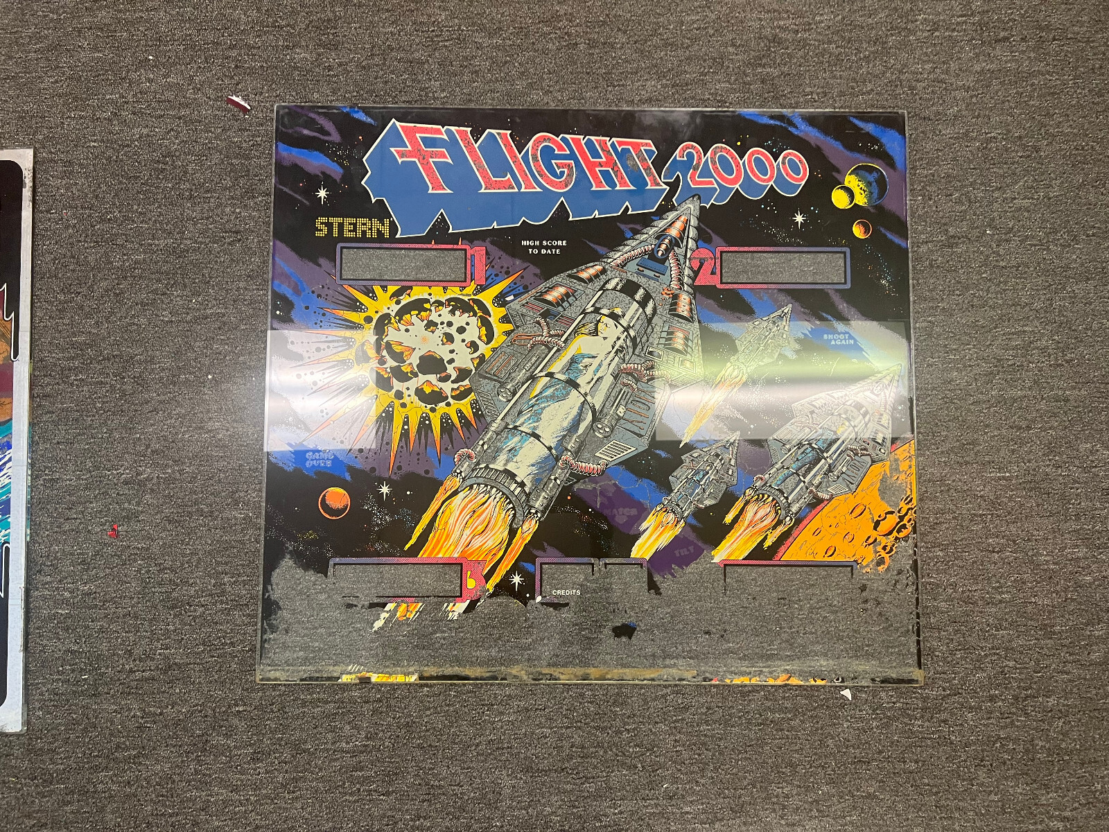 FLIGHT 2000 Pinball BACKGLASS by STERN 1980