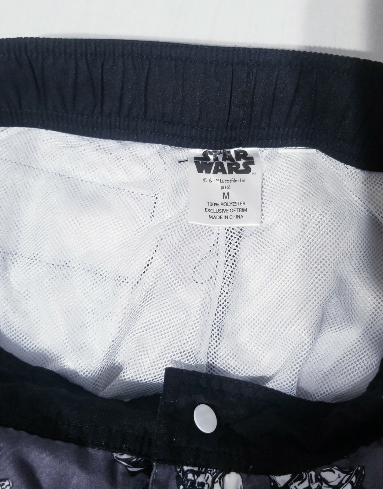 STAR WARS Men’s M R2D2 Mandalorian Chewbacca Gray Print Swim Trunks Board Shorts