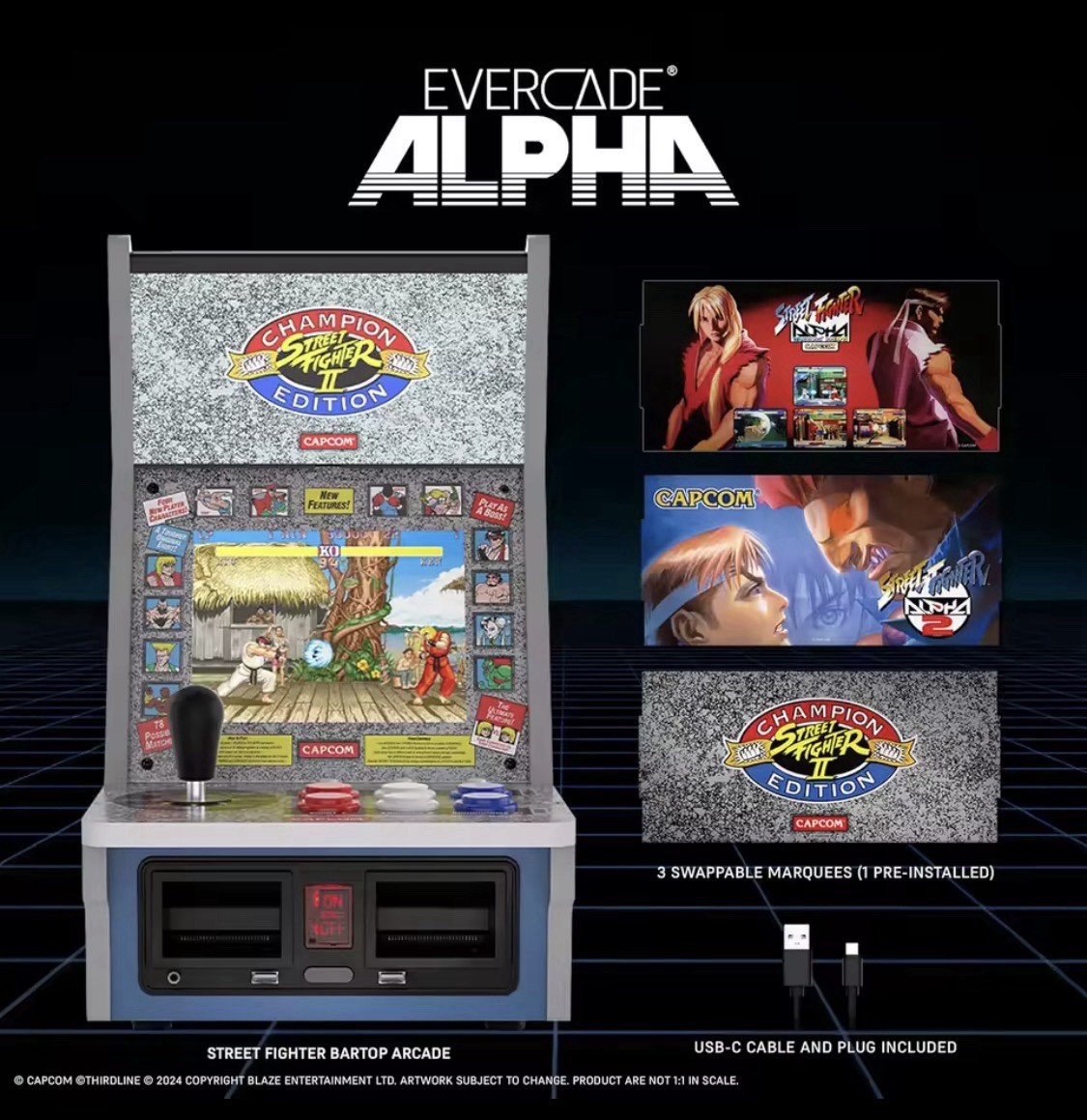 Evercade Alpha Street Fighter Bartop Arcade 8” IPS Capcom Pre-Assembled New