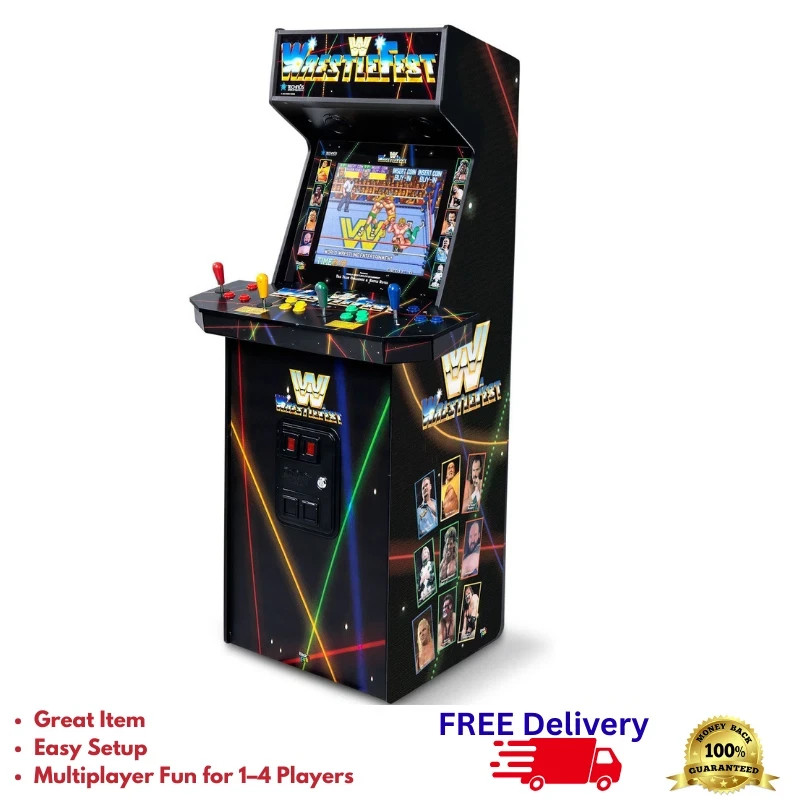 WWE 4 Player Arcade Cabinet 5 Games 19” Screen Light Up Marquee Retro