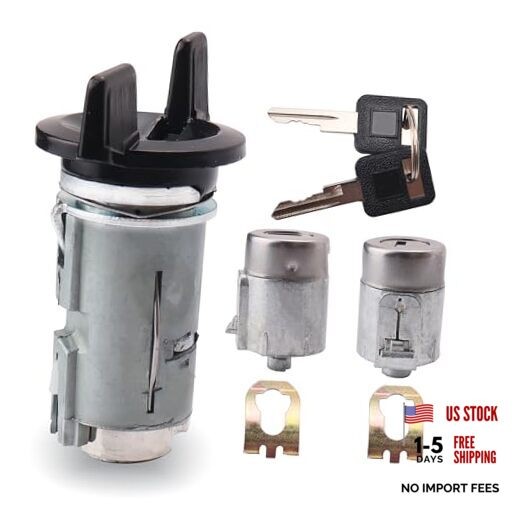 Ignition Switch Lock Cylinder & Door Lock Cylinder Set Compatible with Chevy