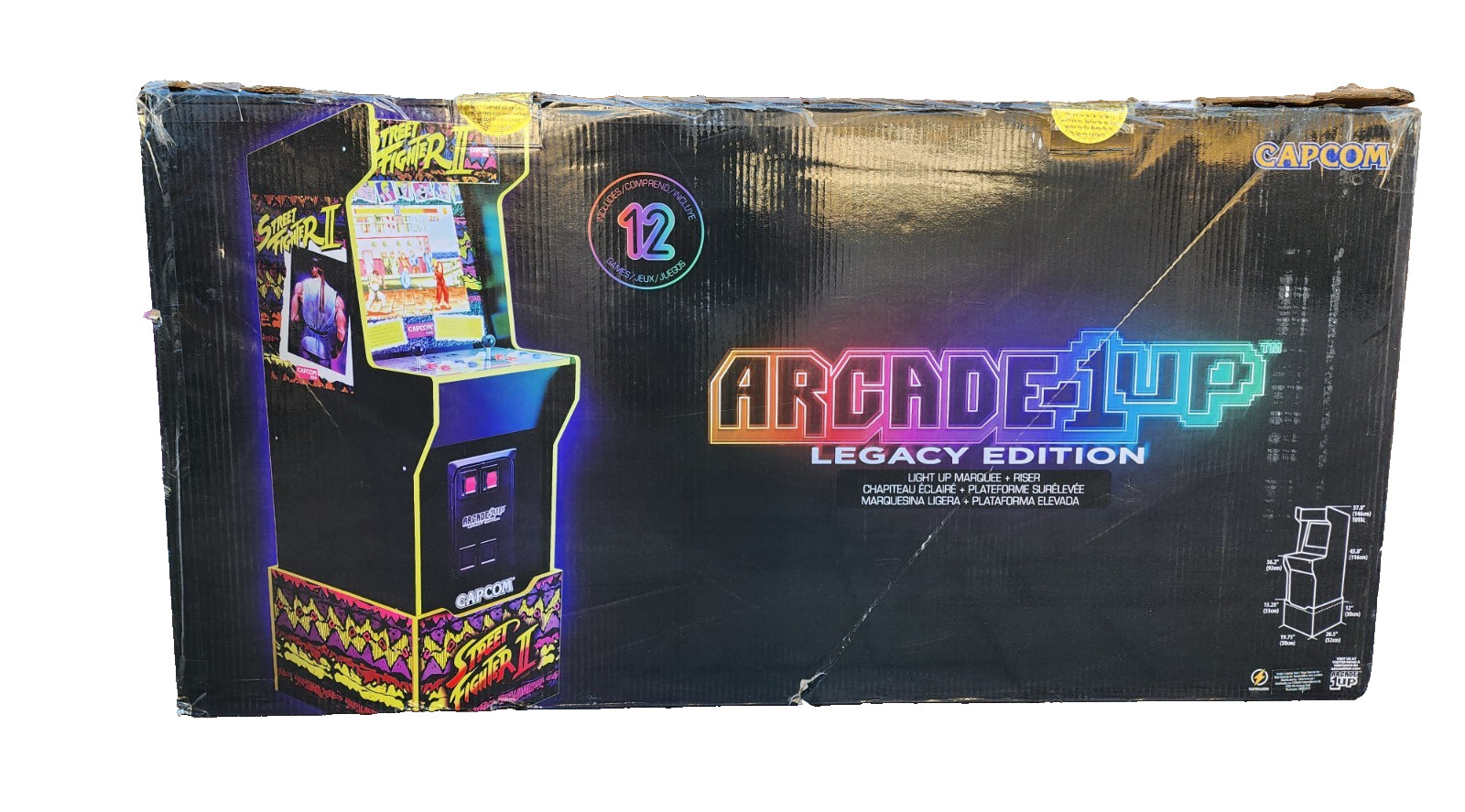 Arcade1UP Capcom Legacy Arcade Cabinet w/ Custom Riser & Marquee & 12 game