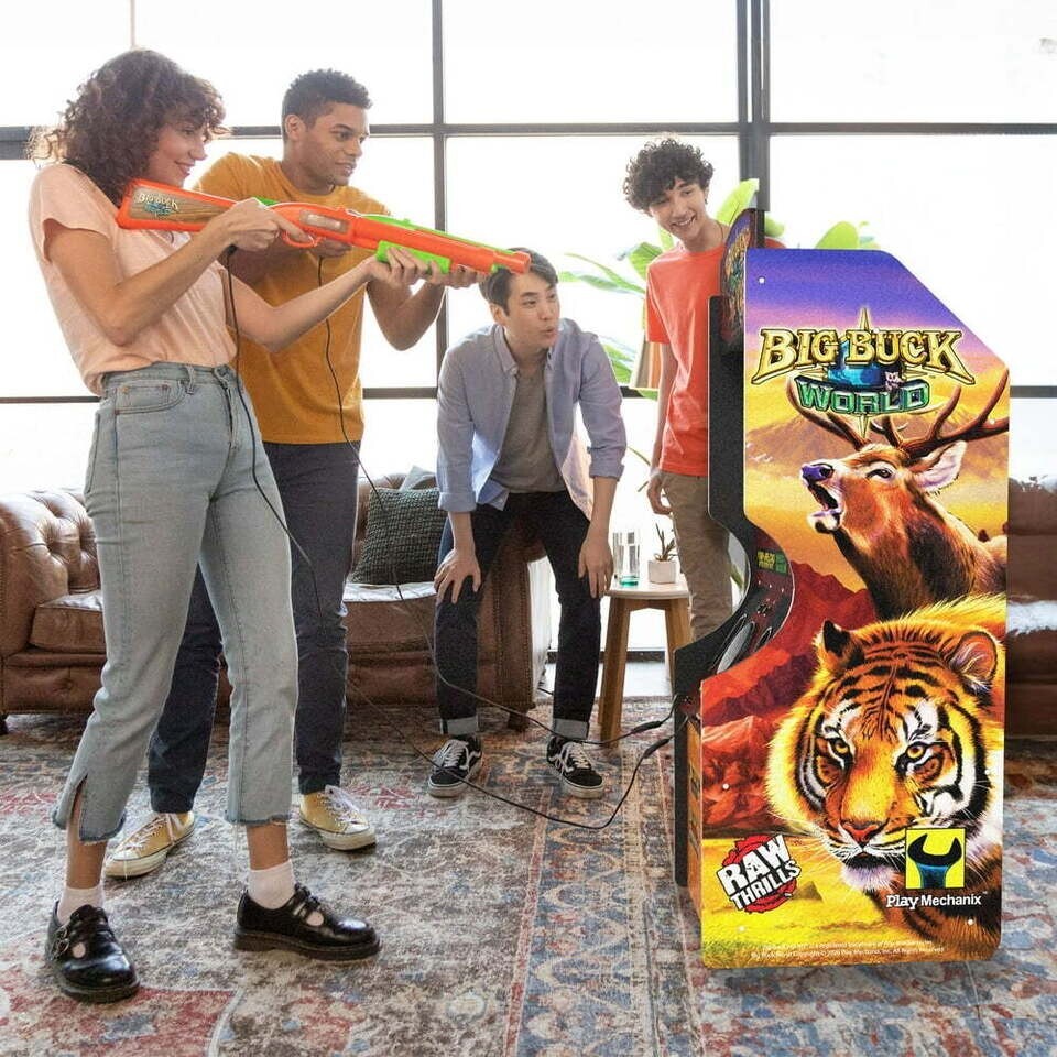 4 Ft Arcade1Up Big Buck Hunter World Classic Arcade Machine 2 Light Gun Rifles