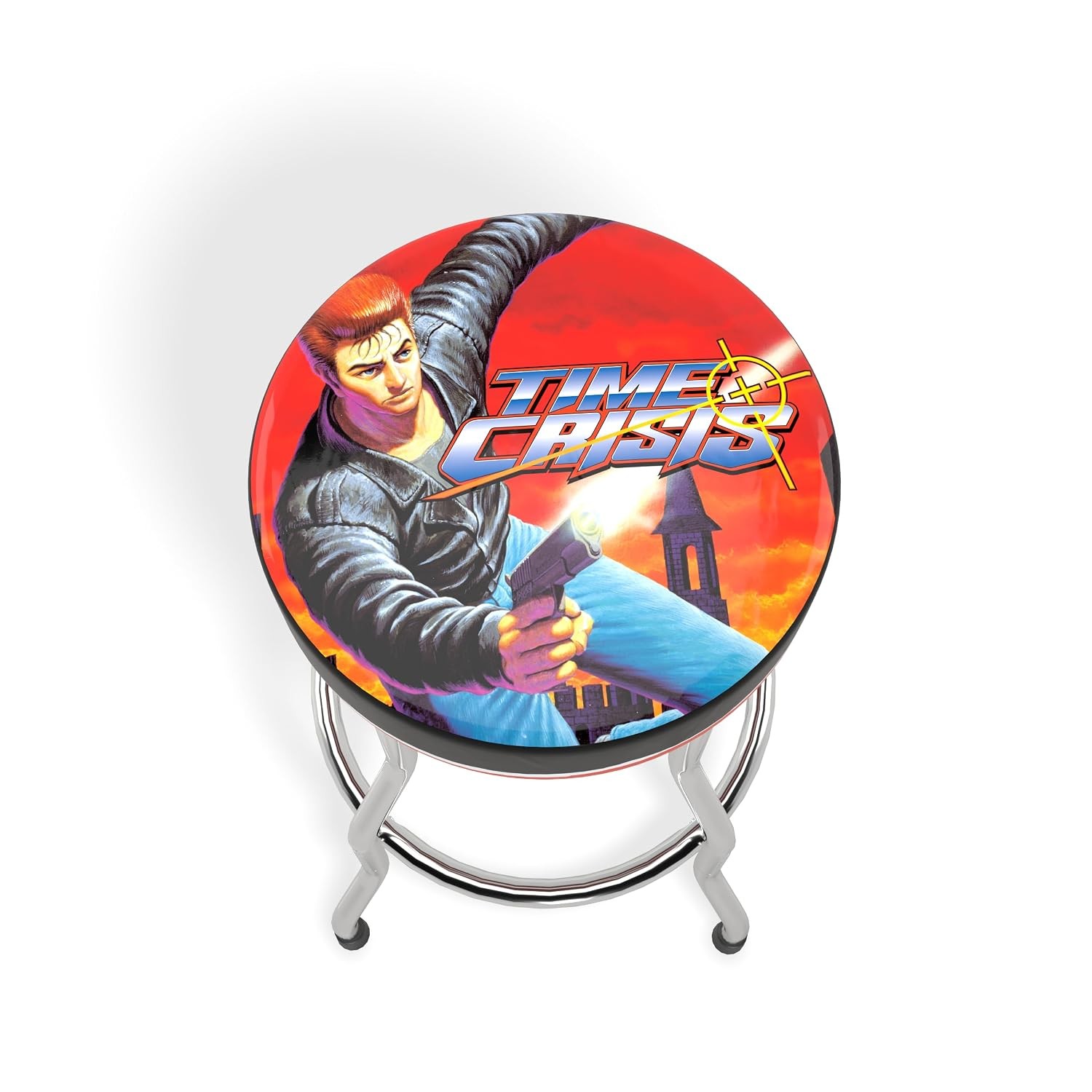Officially Licensed Adjustable Chrome Plated Steel Frame Arcade Gaming Stool