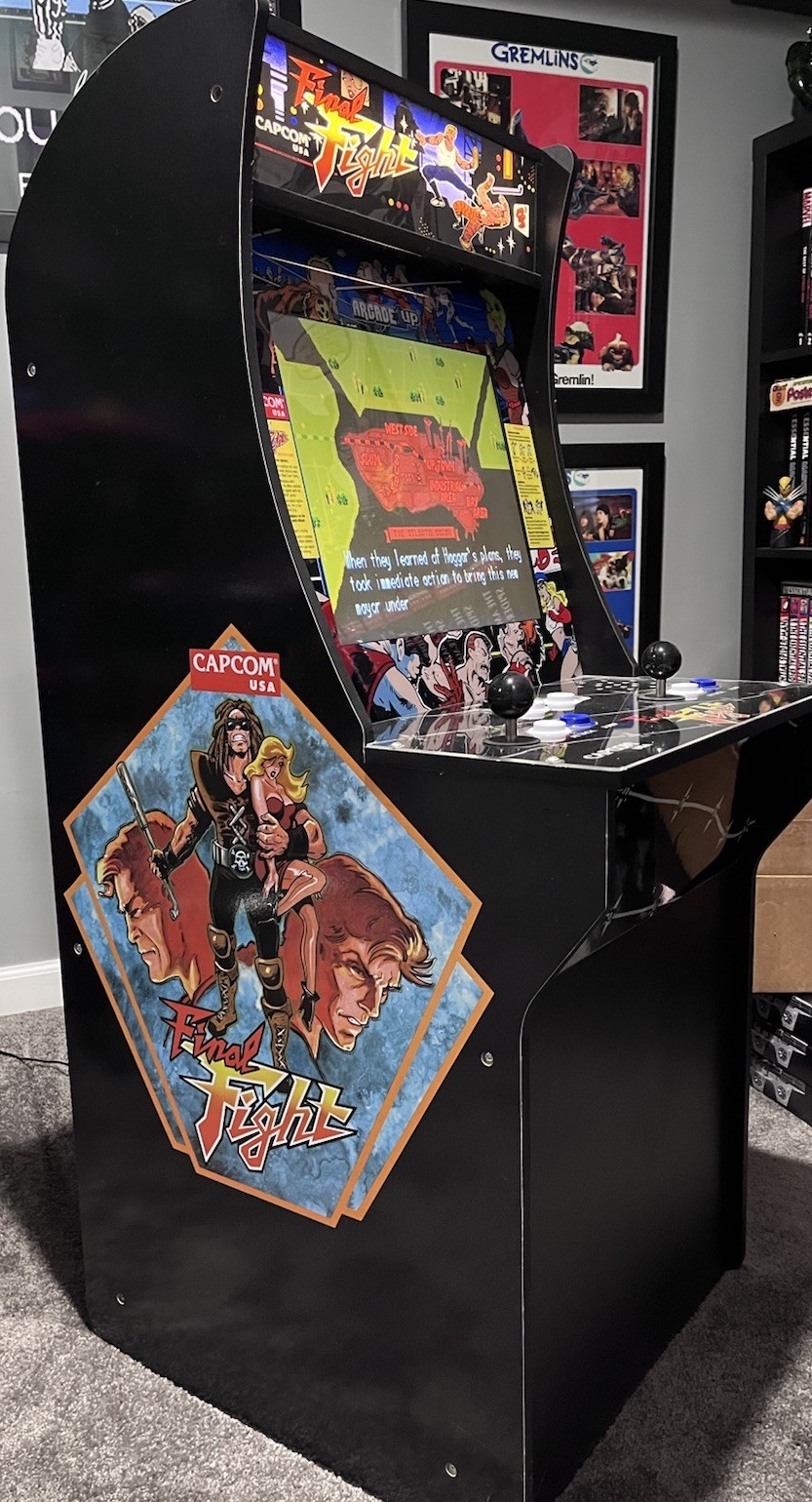NIB STOOL Plus New Sleek Riser W/ CUSTOM LIGHT UP MARQUEE! ARCADE1UP Final Fight