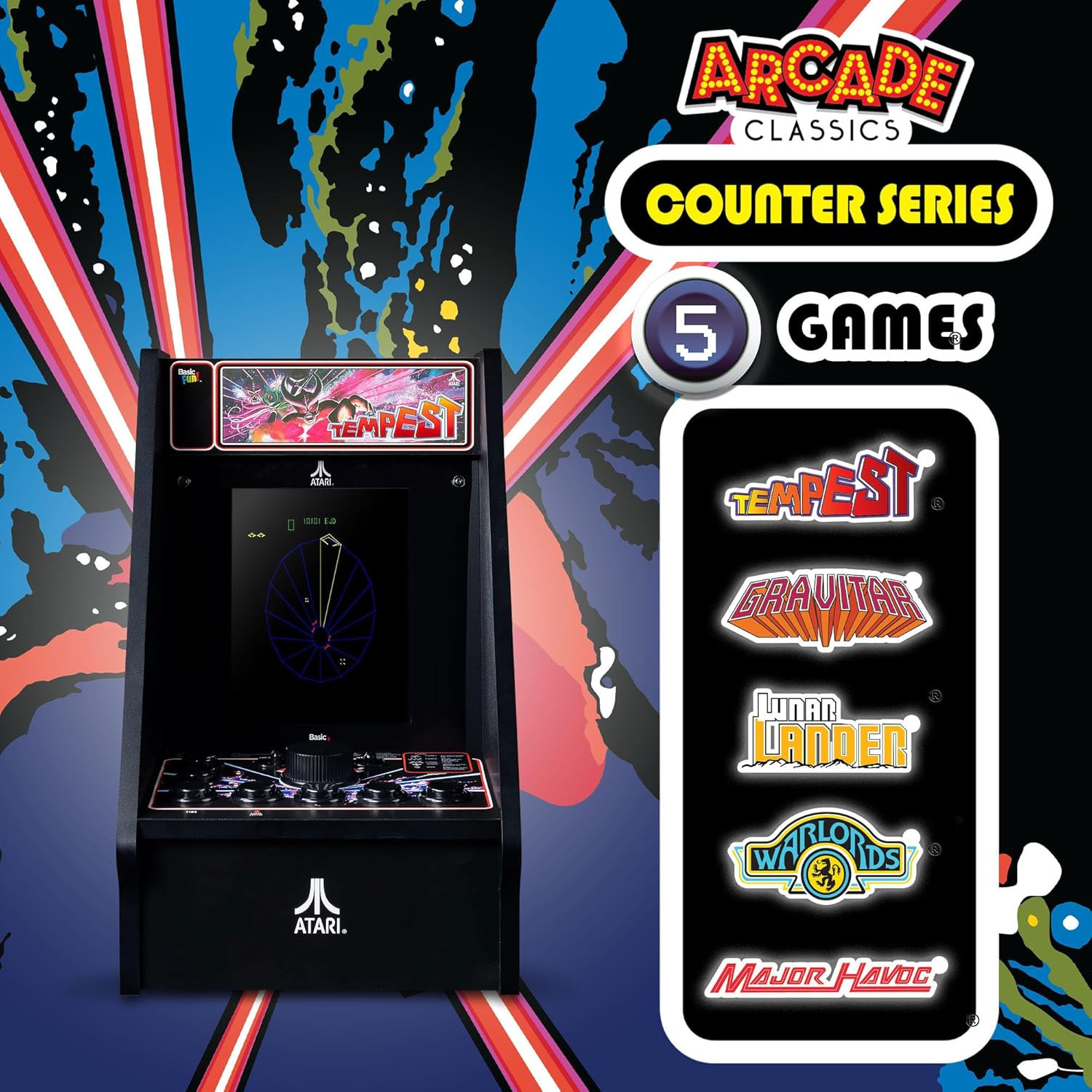 – Atari Tempest Counter Series Game Machine, 5 Games, 8″ Liquid Crystal Screen –