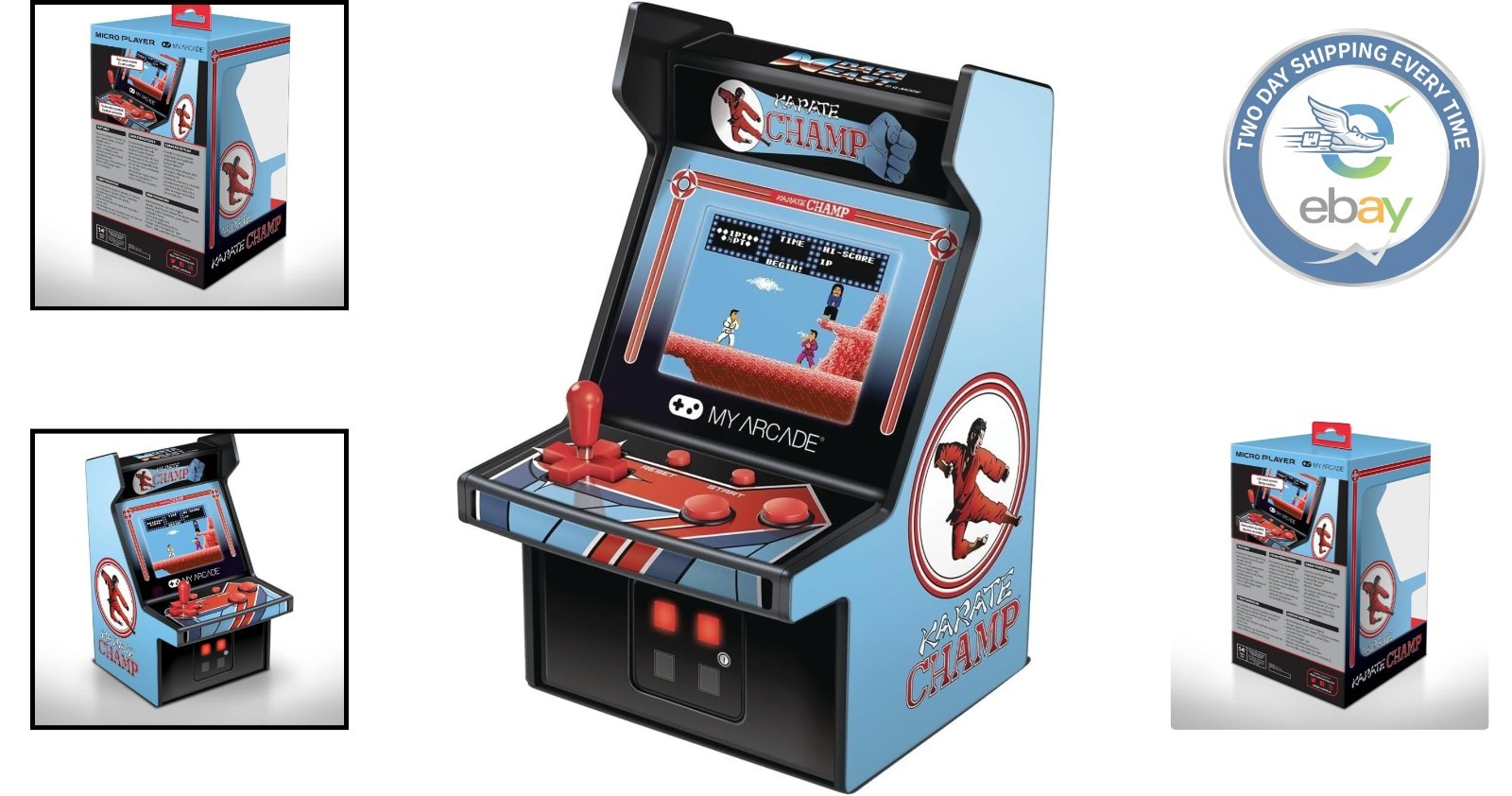 Nostalgic Karate Champ Arcade – 6.75 Inch Mini Machine with Dual Power Options