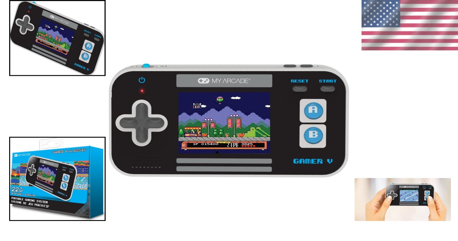 Gamer V Classic-Blue: 220 Preloaded Games in a Portable Handheld Console