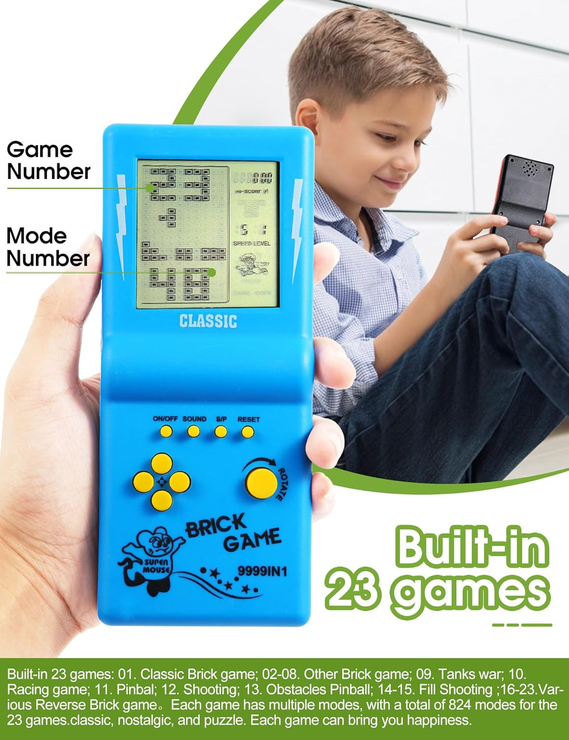 3.5-Inch Large Screen Retro Brick Game Console for the 80S/90S Building Block Ra