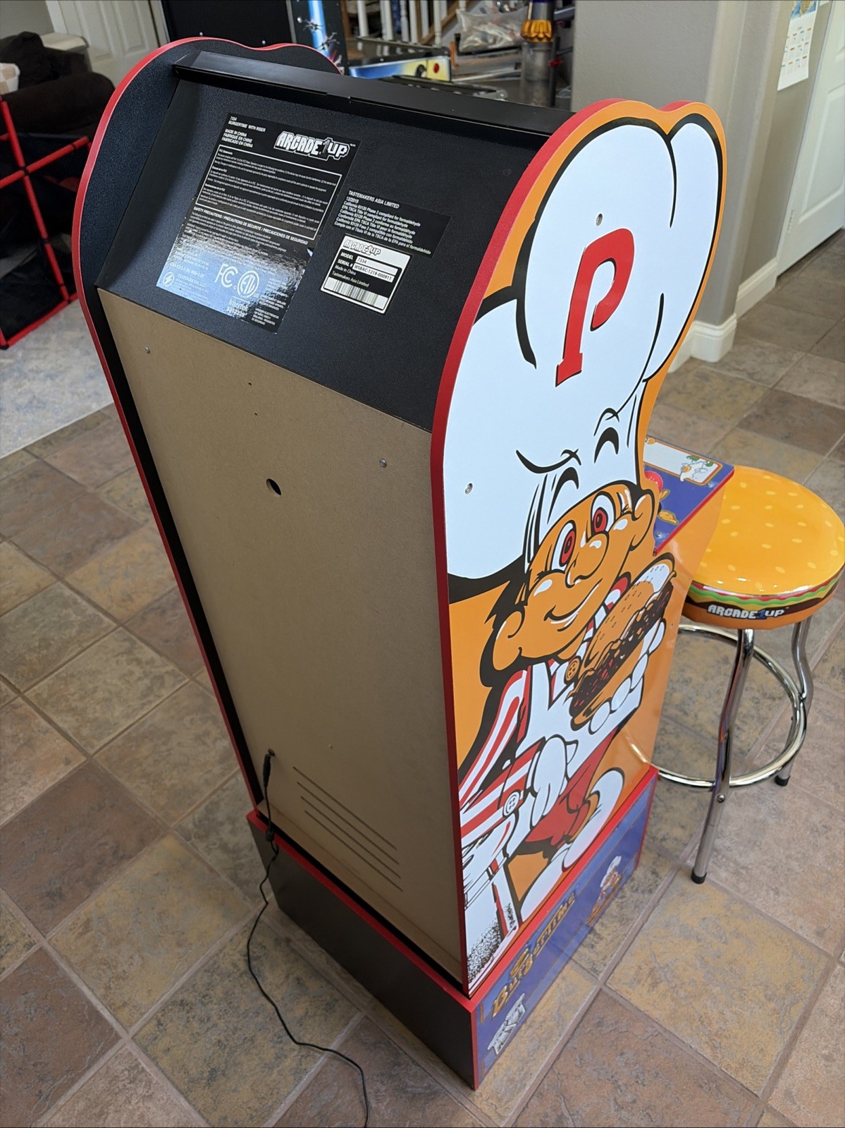 BurgerTime Arcade1up w/Stool, Riser & CoA! Burger Time Arcade Game Machine 1up !