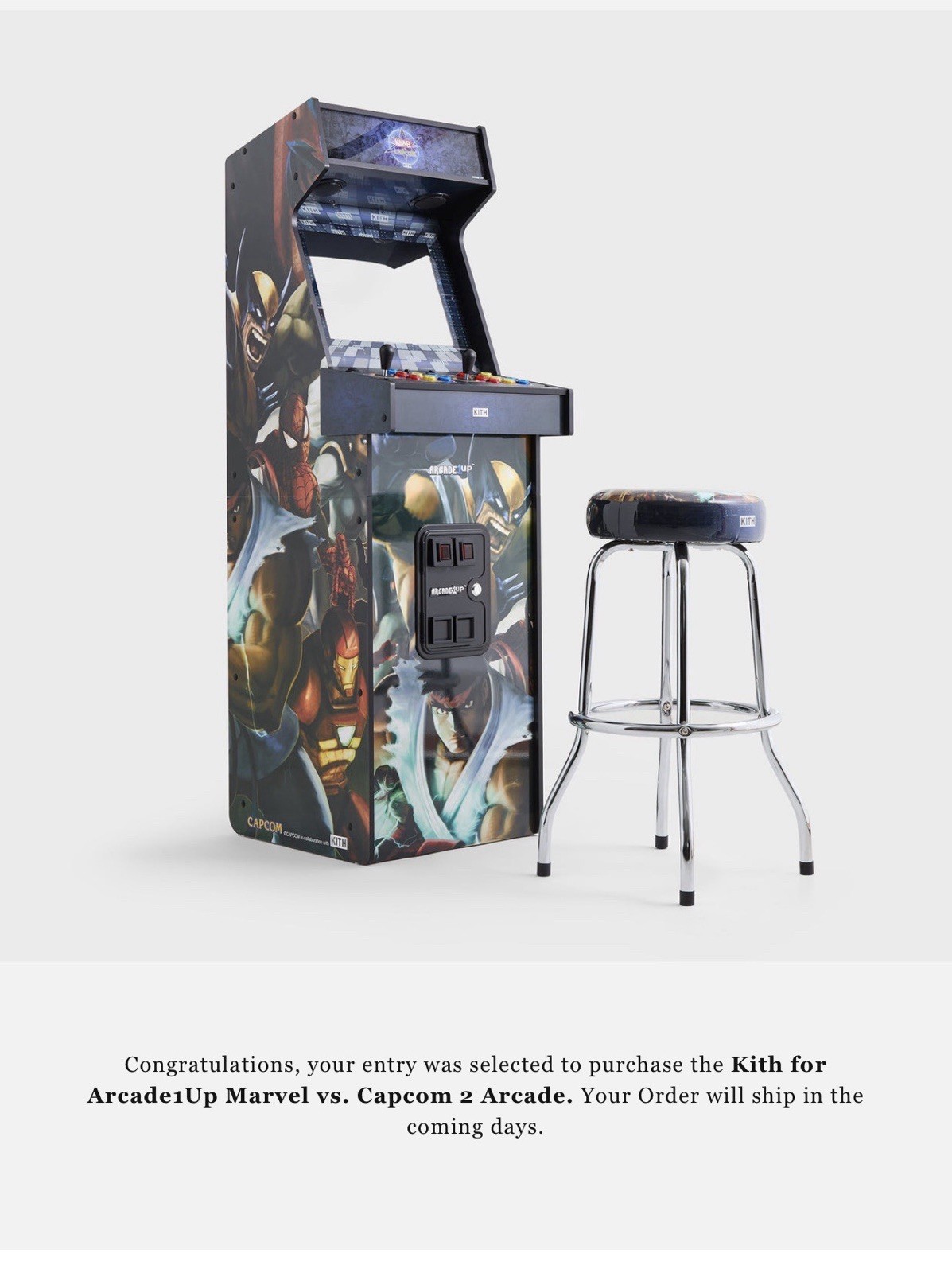 KITH ARCADE1UP Marvel Vs. Capcom 2 Arcade – Confirmed Raffle Win- Brand New