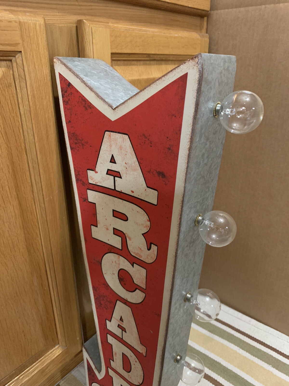 Arcade Light Sign Metal Vintage Style Double Sided Pinball Coin Amusement Arrow