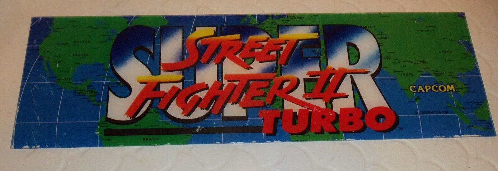 Vintage CAPCOM “SUPER STREET FIGHTER II TURBO” Arcade Video Game Marquee Header