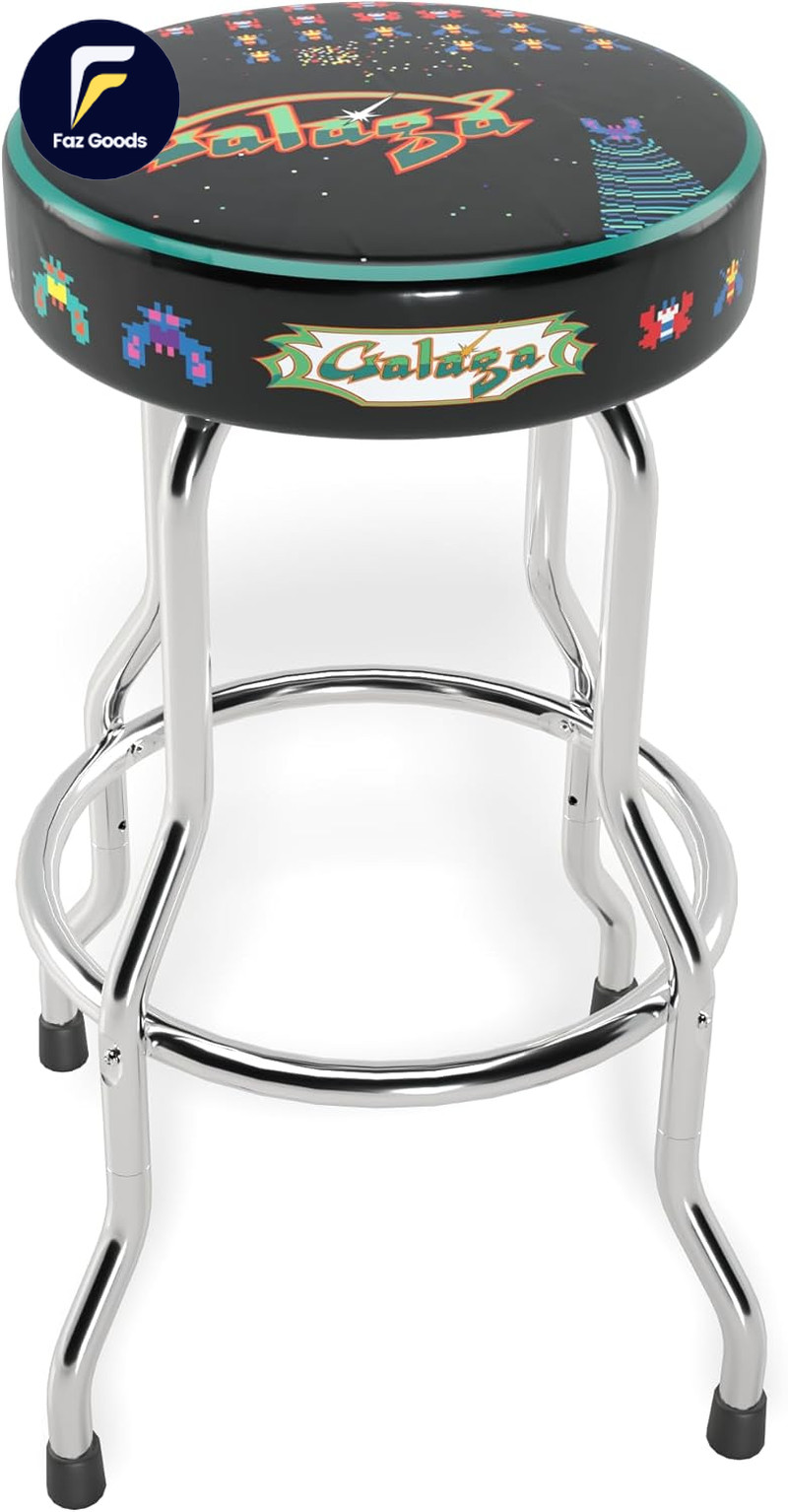 Officially Licensed Adjustable Stool with Chrome-Plated Steel Frame and High-Den