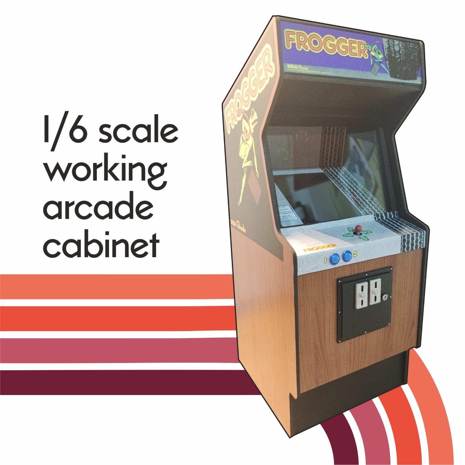 Frogger 1/6 scale mini working arcade cabinet (Playscale, New Wave Toys).