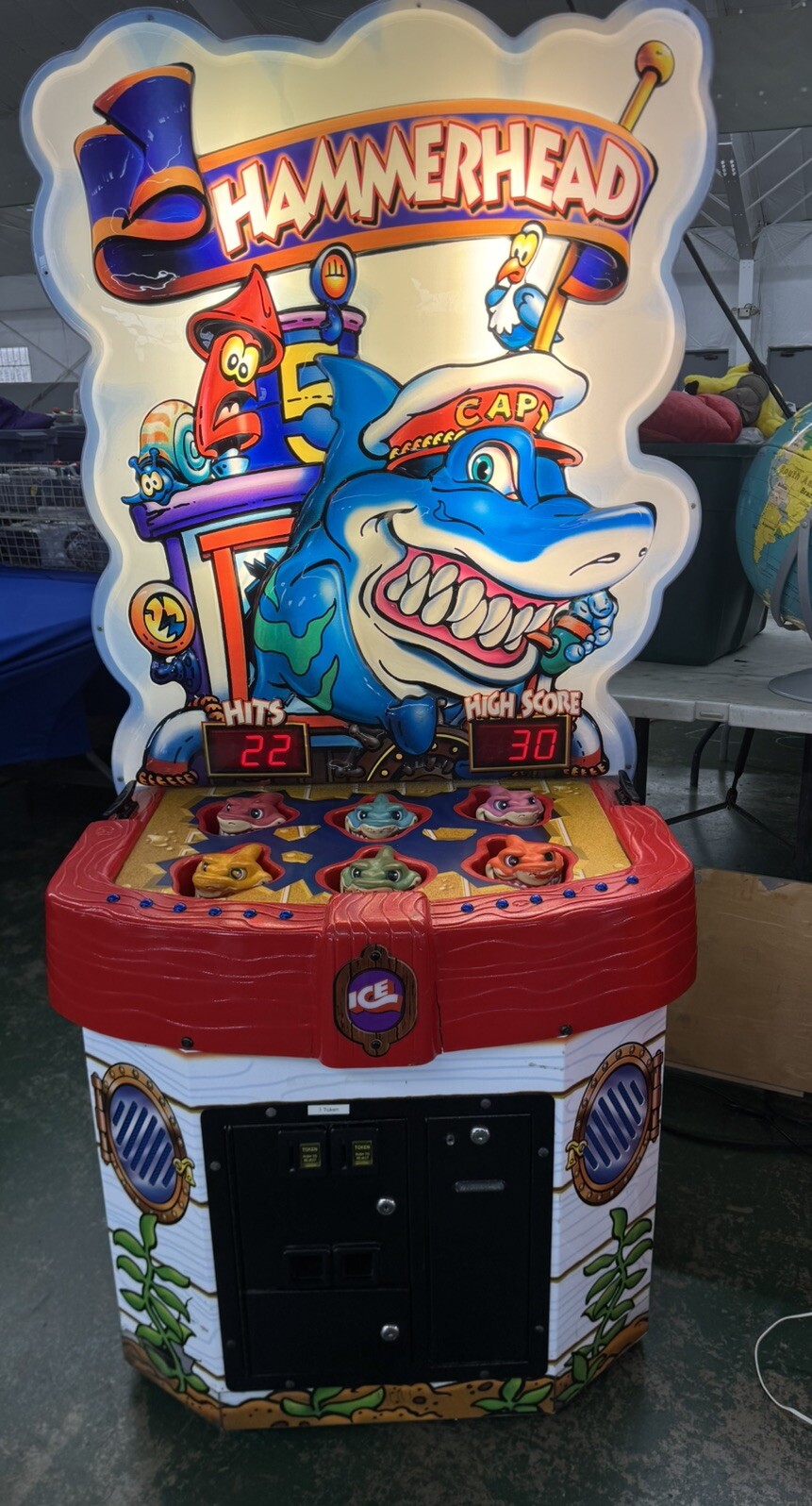 ICE Hammerhead WHACK A MOLE Arcade Redemption Game Machine – WORKING (Free Play)