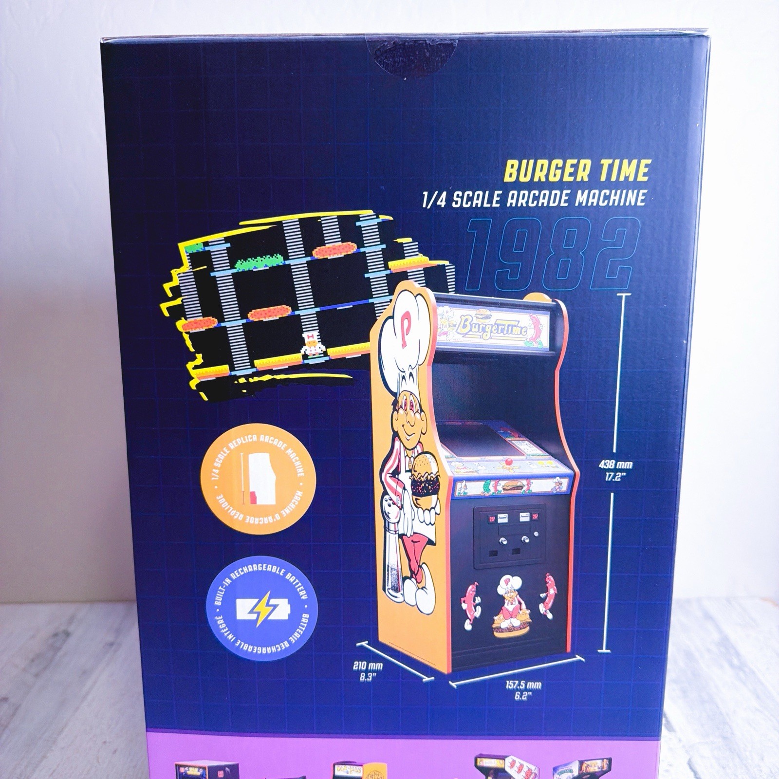 Burger Time Quarter Arcades 1/4 Scale Wooden Replica (New In Box) Original ROM