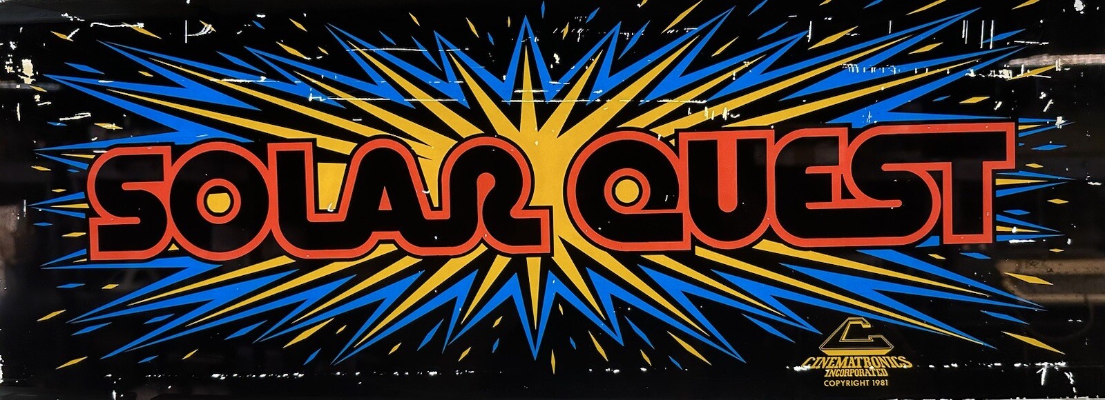 Vintage Arcade Video Game Original Cinematronics Marquee Header “Solar Quest”