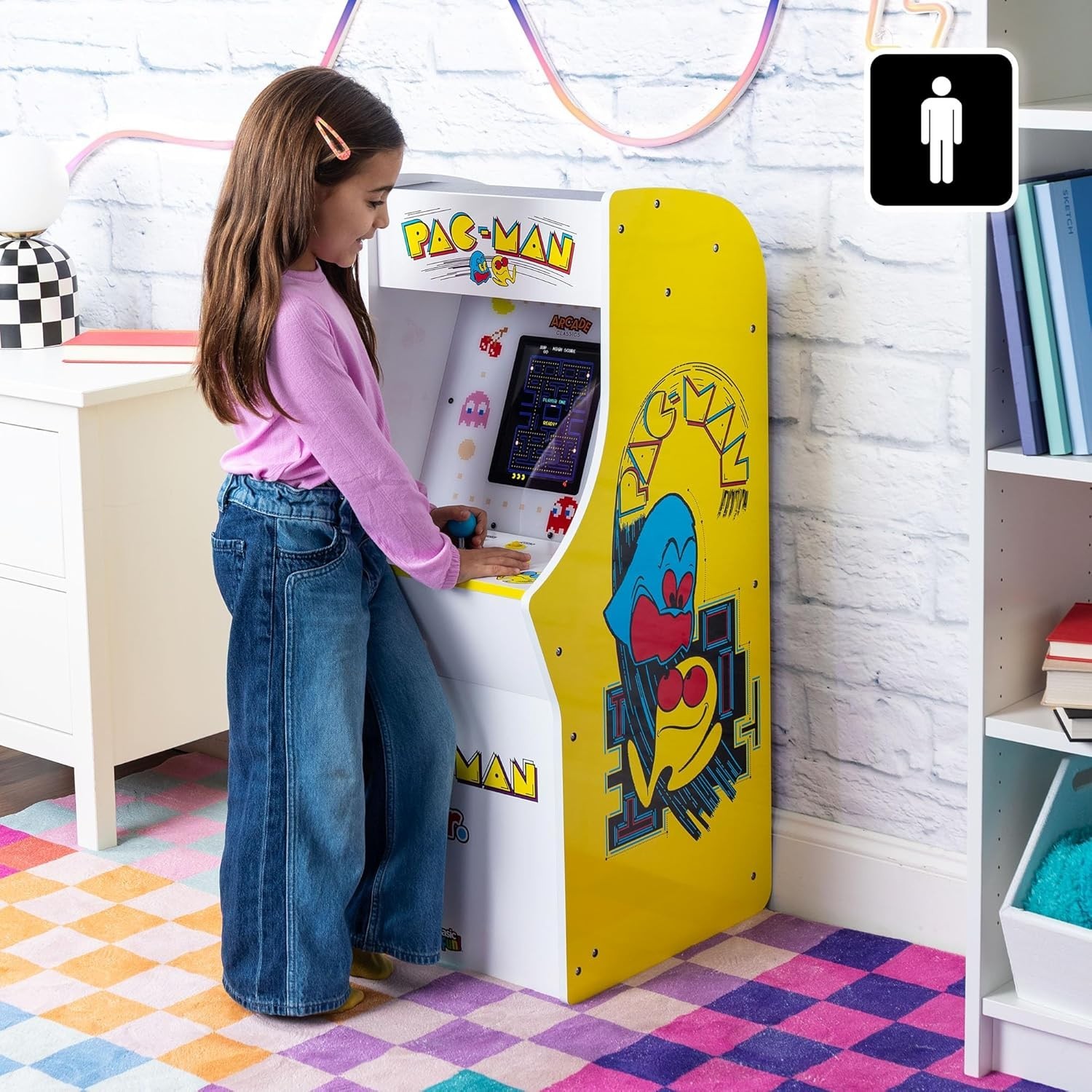 Pac Man Jr Series Free Standing Machine, 3 Games, 8″ Liquid Crystal Screen – …