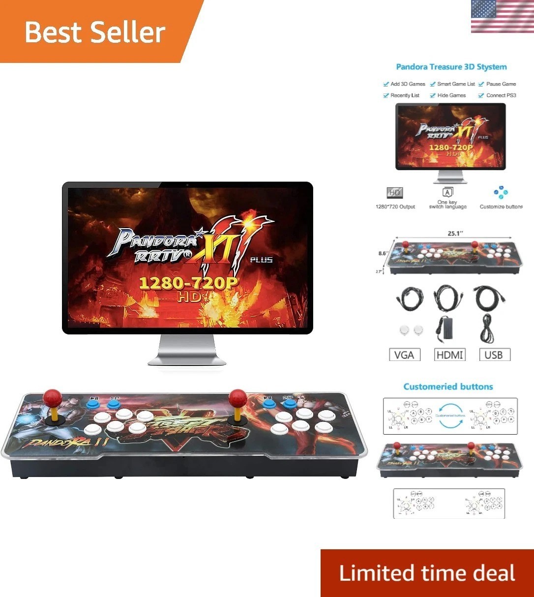 30000 Games in 1 Arcade Game Console ,Pandora Treasure 3D Double Stick,30000 …