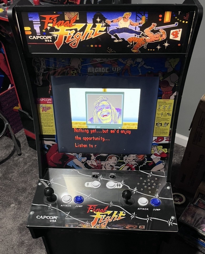NIB STOOL Plus New Sleek Riser W/ CUSTOM LIGHT UP MARQUEE! ARCADE1UP Final Fight