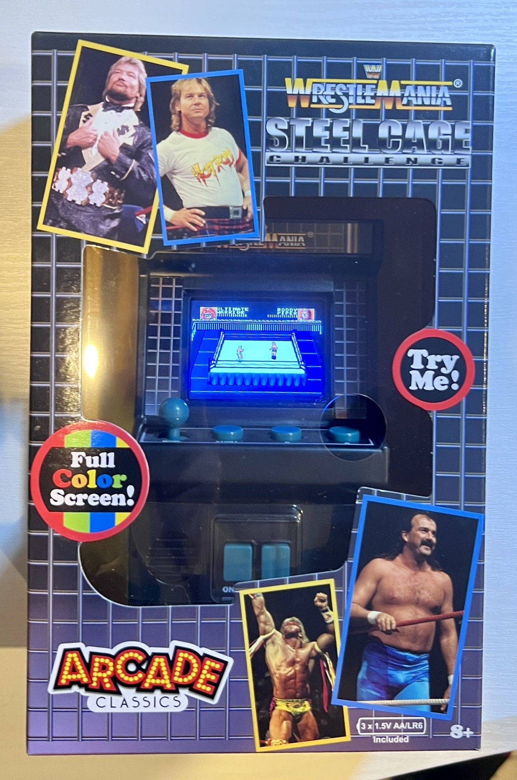New Sealed WWE Wrestlemania Mini Arcade Full Color Steel Cage NIB Mint!