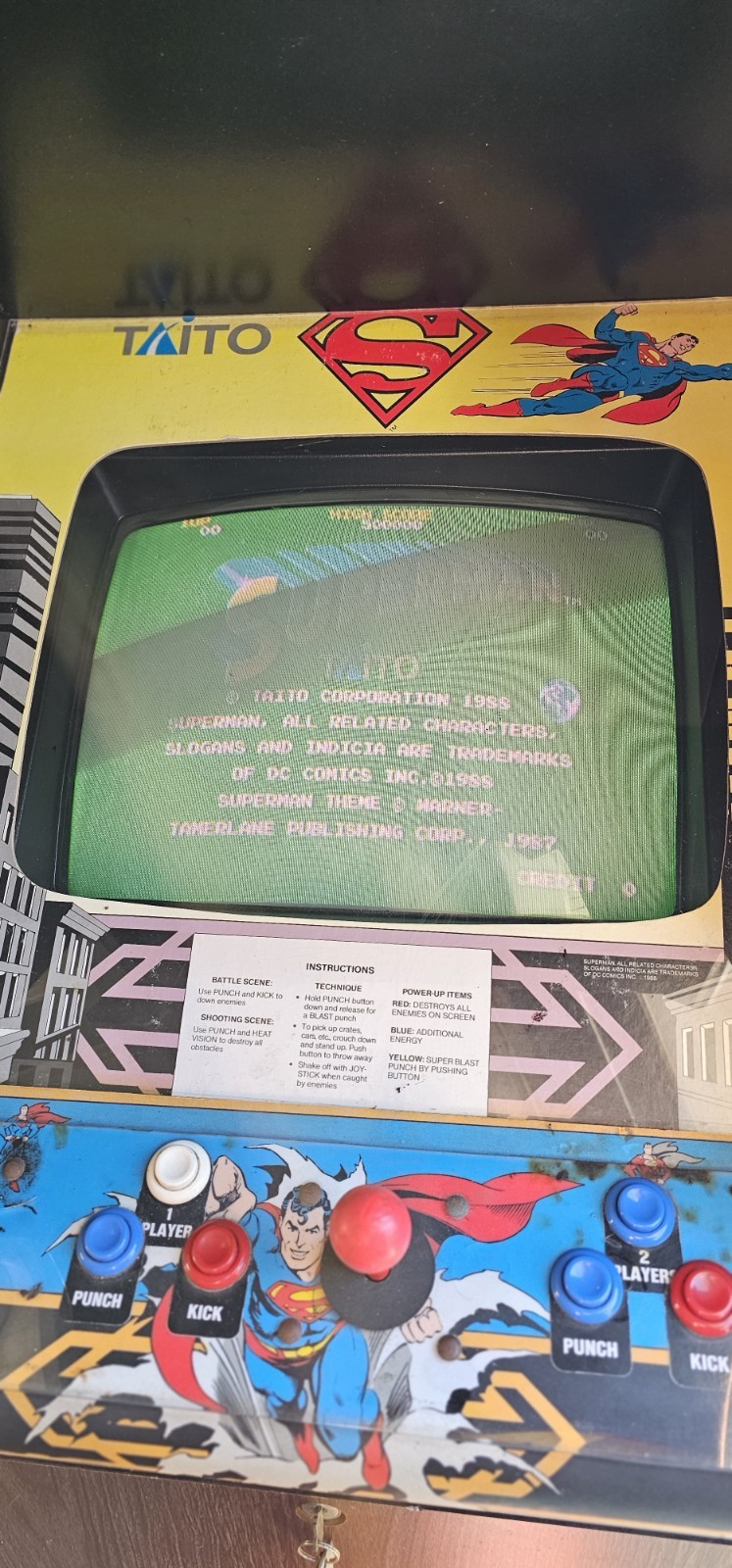 DC Superman Taito Full Size Vintage Arcade Video Game 1987 Working Recapped