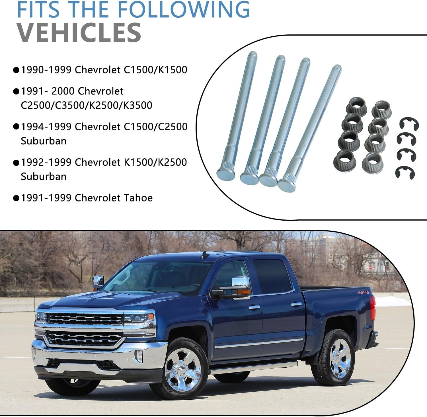 Door Hinge Pin Bushing Repair Kit for Chevy GMC 1500 2500 3500 Tahoe Suburban