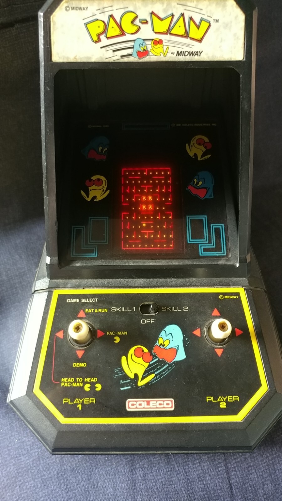 1981 Coleco #2390 Pac-man Mini Arcade Table Top Video Game – Works