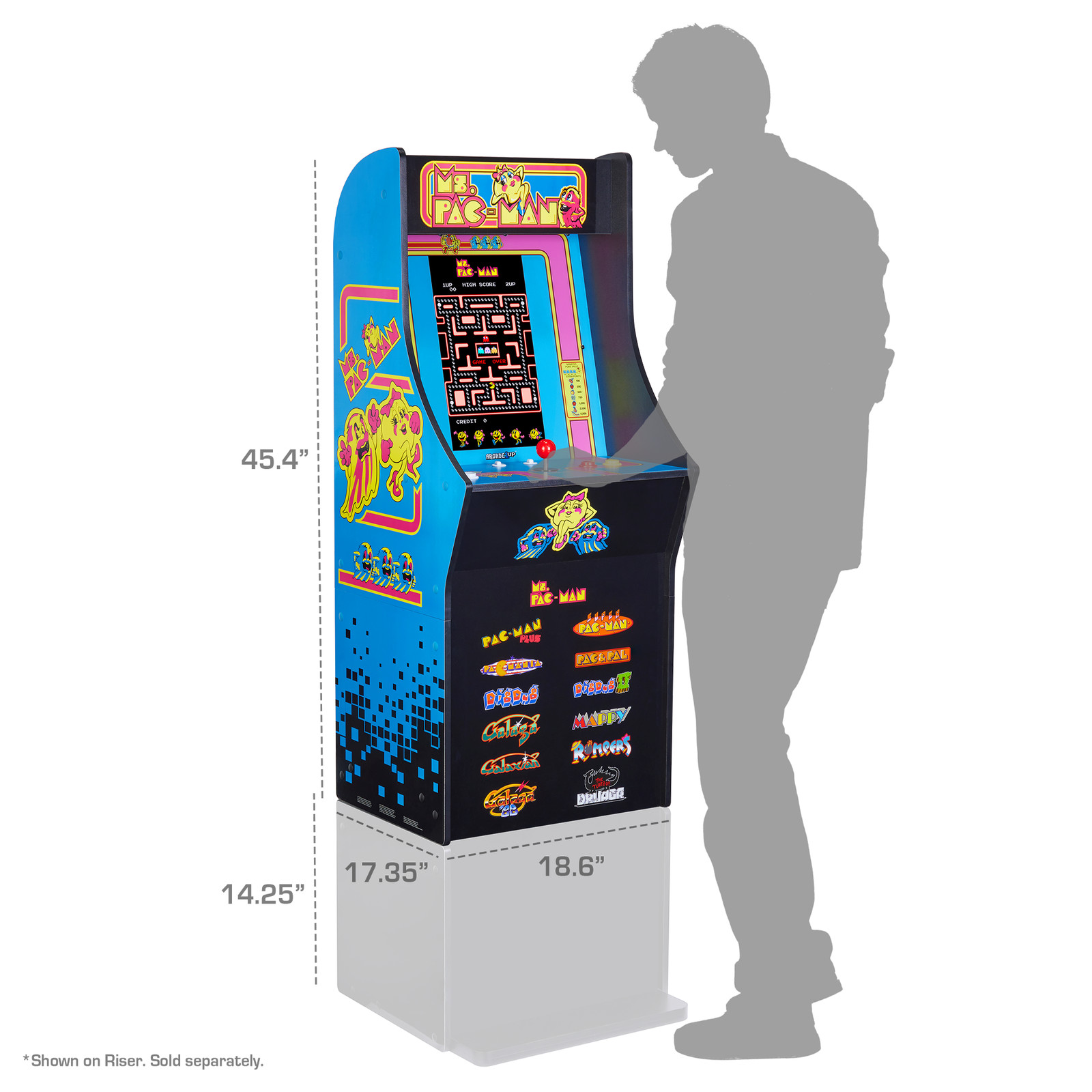Arcade1Up Ms. Pac-Man Classic SE Arcade Machine and Classic SE 14.25″ Riser