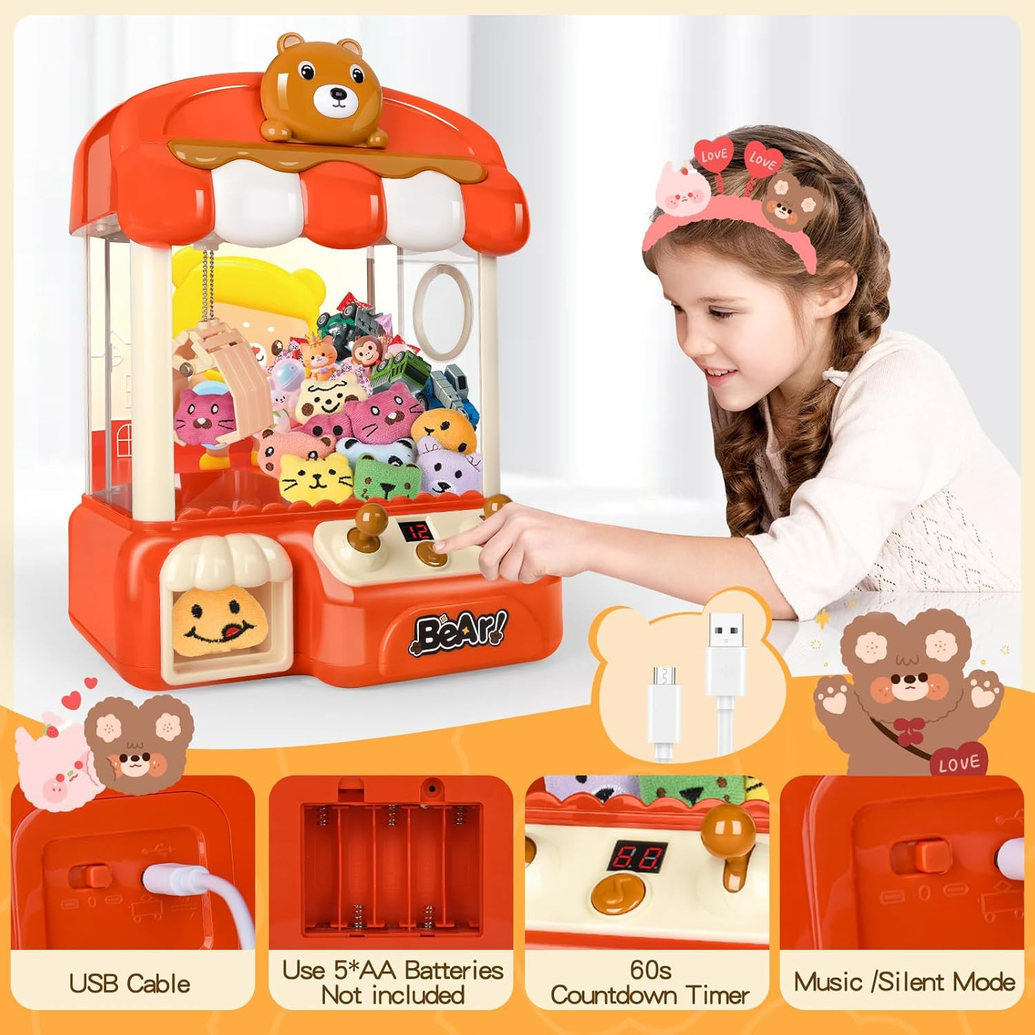 Large Claw Machine for Kids with Toys Inside,Arcade Size Toys for 3 4 5 6 7 8 Ye
