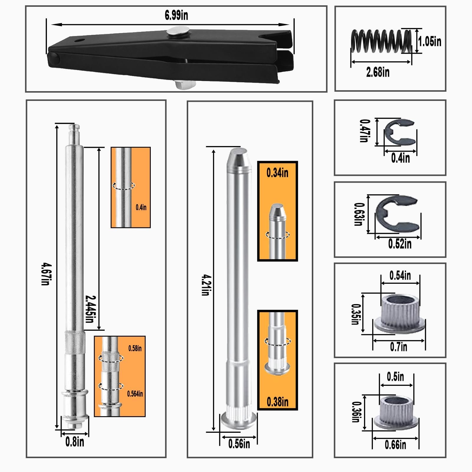 Door Hinge Roller Pin & Bushing Repair Kit with Springs for Chevy GMC S10/S15