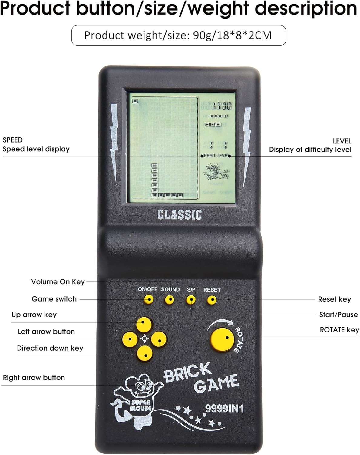 3.5-inch Large Screen Retro Brick Game Console for The 80s/90s Build in Block…