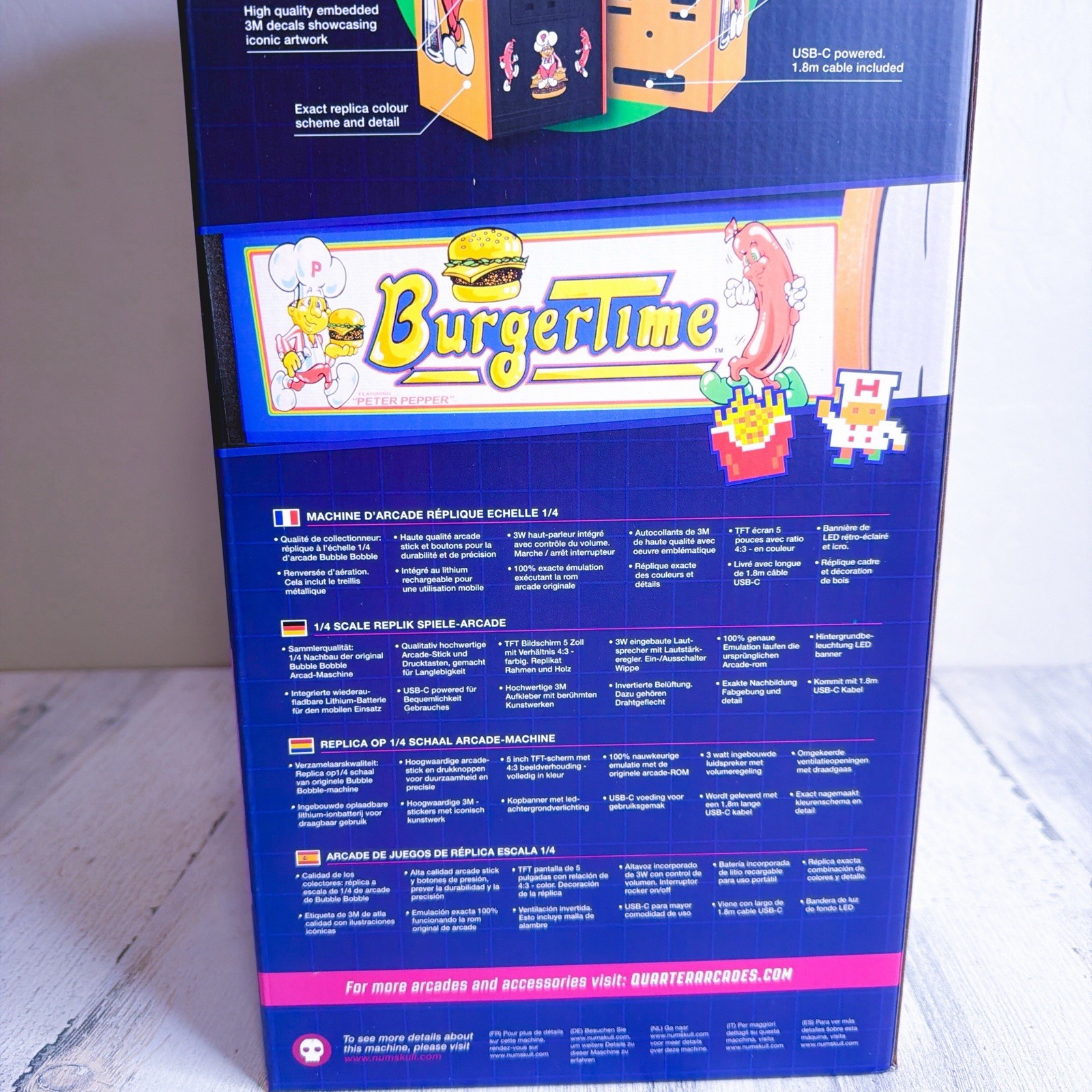 Burger Time Quarter Arcades 1/4 Scale Wooden Replica (New In Box) Original ROM