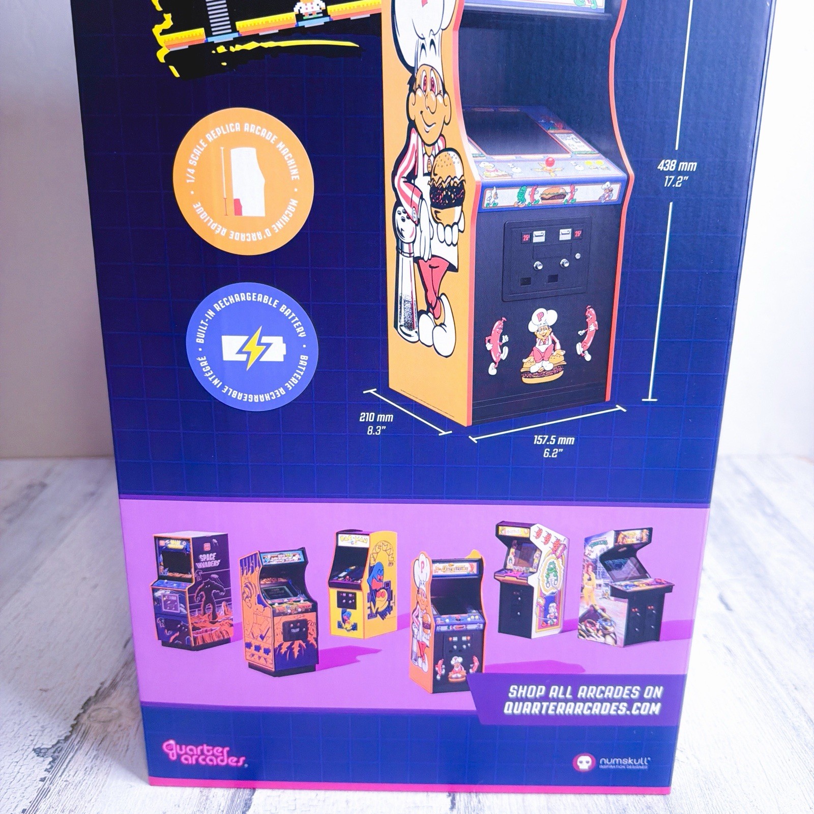Burger Time Quarter Arcades 1/4 Scale Wooden Replica (New In Box) Original ROM