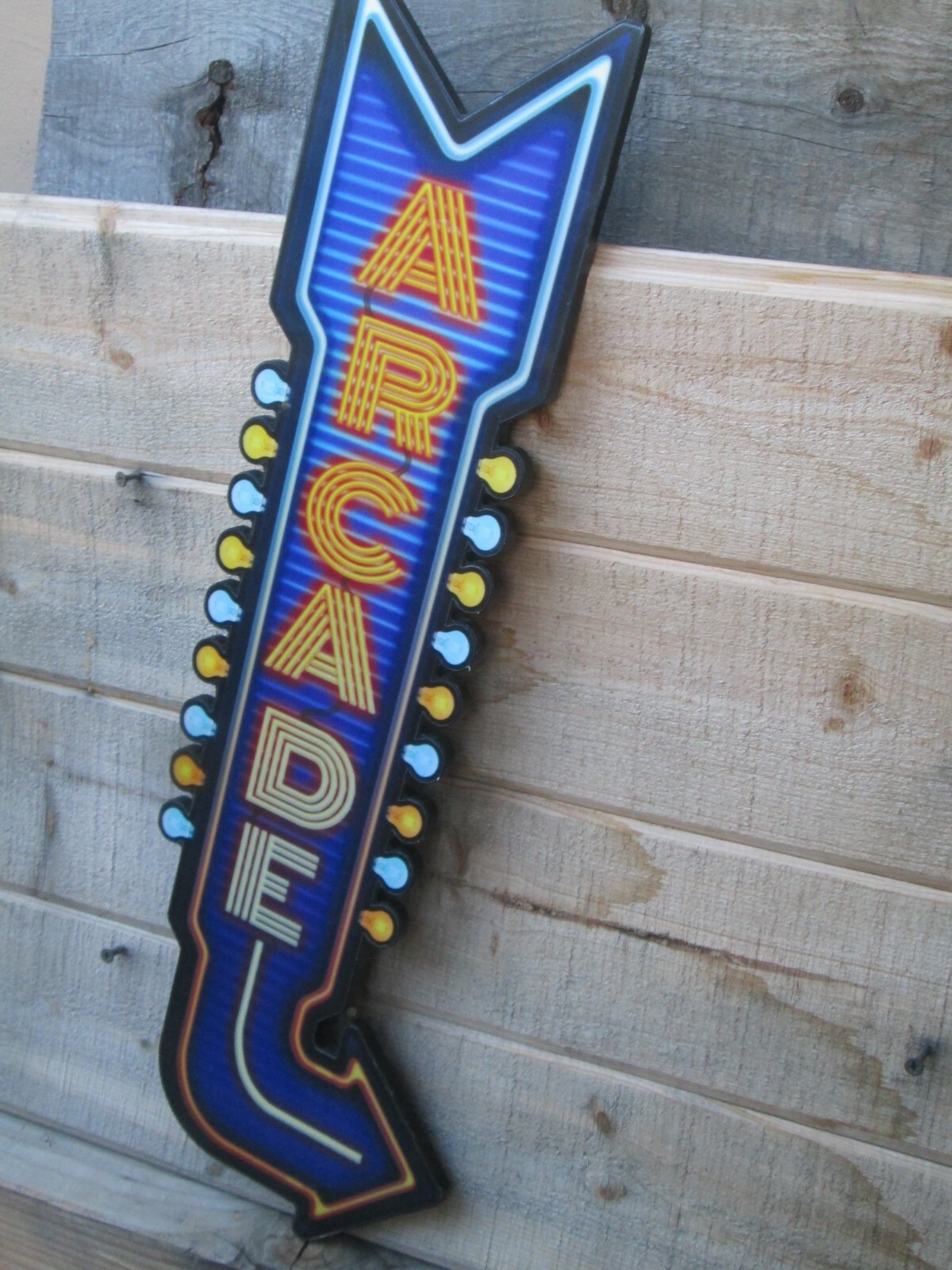 ARCADE Arrow GAME Wood Prism COOL SIGN VINTAGE LOOK VIDEO PINBALL COIN AMUSEMENT