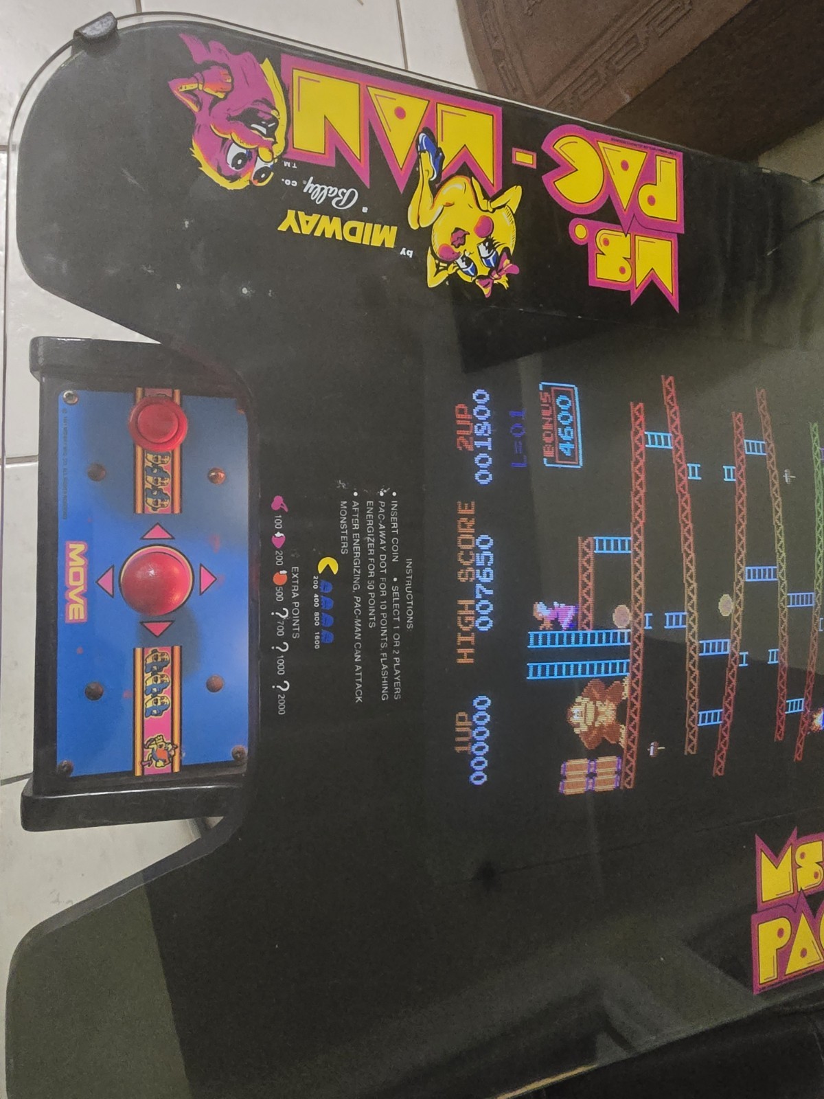 MS PAC-MAN Original Cocktail Table Video Arcade Game