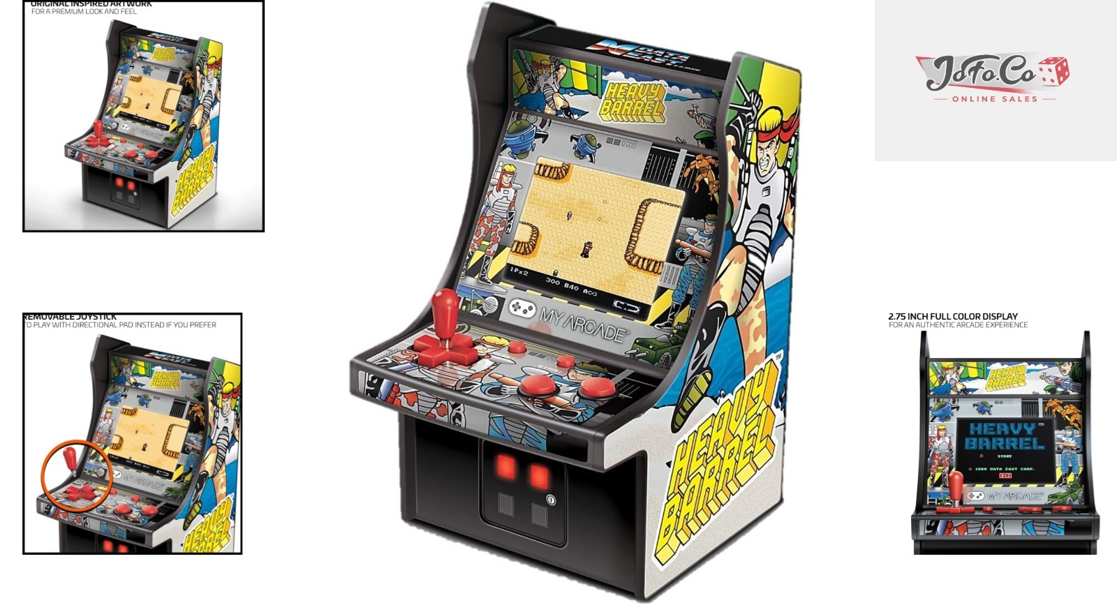 Authentic 6.75-Inch Mini Arcade Player – Heavy Barrel Retro Game Experience
