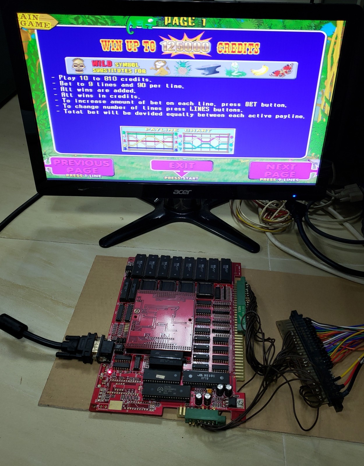 Crazy Monkey Slot Game PCB IGS System Board Arcade Video Game
