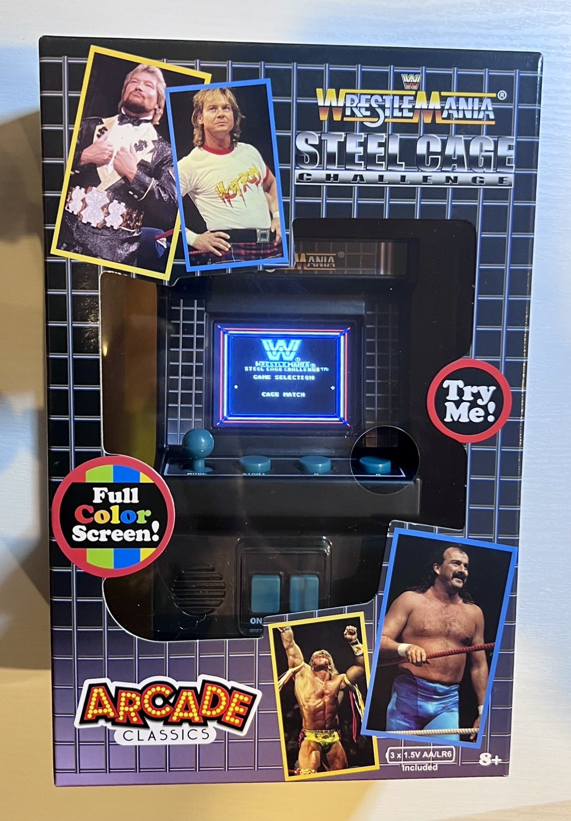 New Sealed WWE Wrestlemania Mini Arcade Full Color Steel Cage NIB Mint!