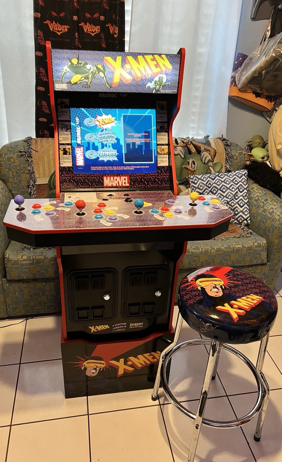 Arcade1Up Marvel X-Men 4 Player 3 Games Arcade Machine Stool & Riser RARE 🔥