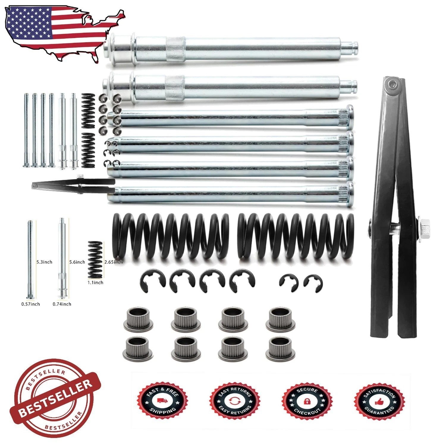Complete Door Hinge Roller Pin & Bushing Kit for 1988-1999 Chevy/GMC Trucks