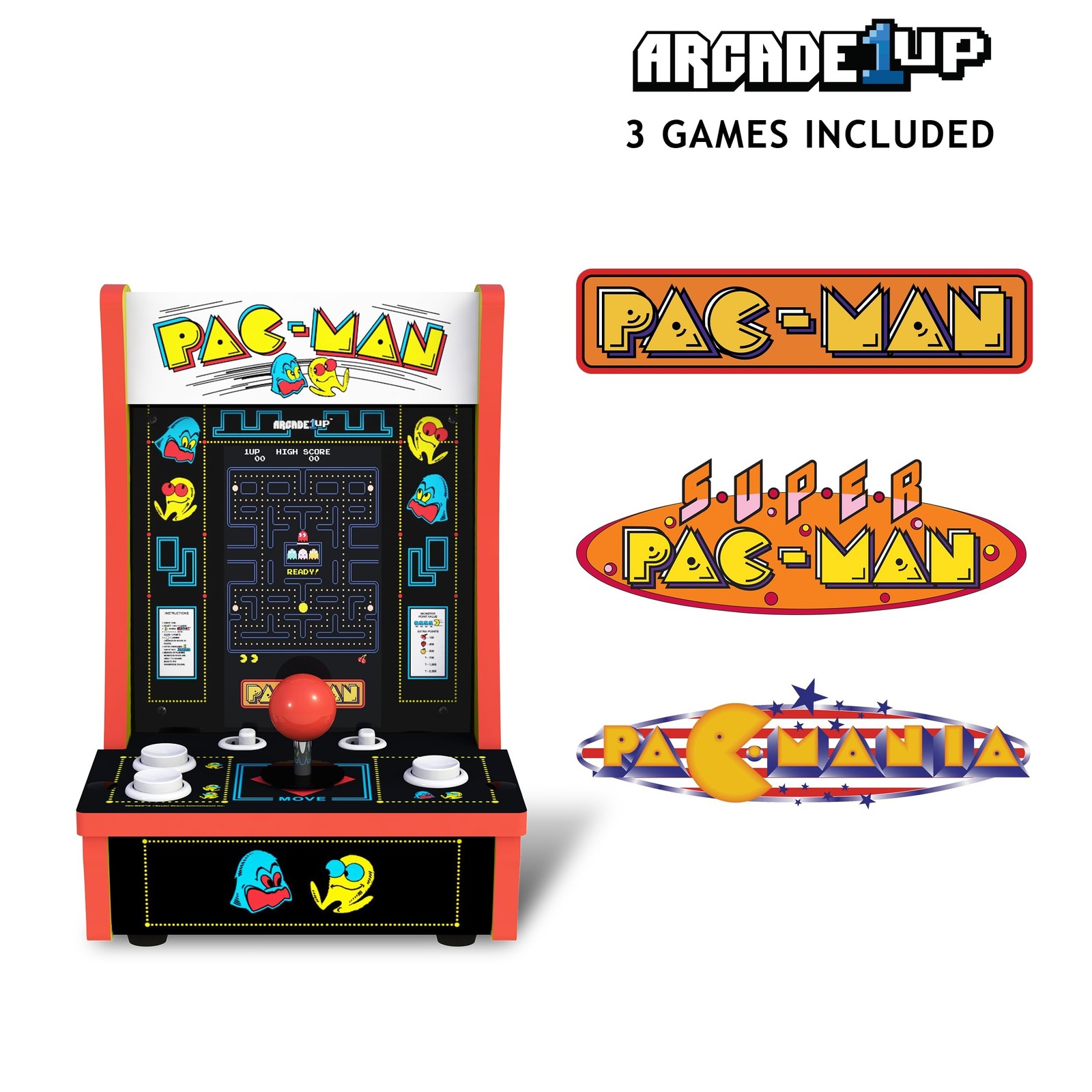 Arcade1Up Pac-Man Countercade Countertop Arcade Machine with 3 Retro Games, 7…