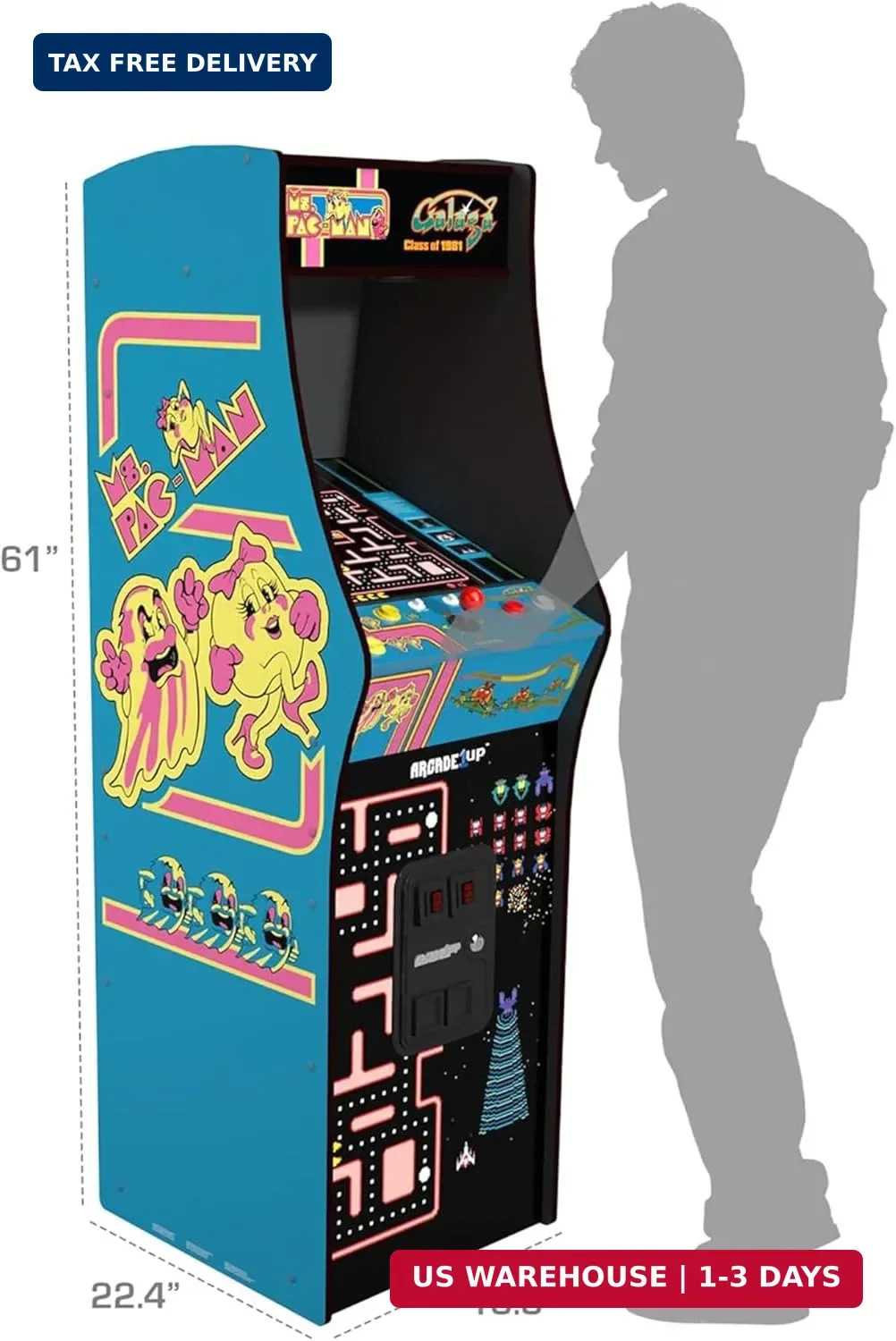 Ms. Pac-Man Class of ’81 Deluxe Arcade Machine Gaming Cabinet with 12