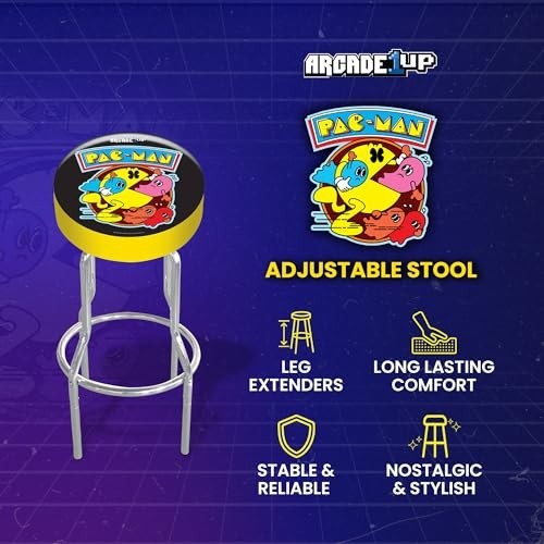 Arcade1Up Pac-Man Adjustable Padded Arcade Stool, 21.5-29.5 in.
