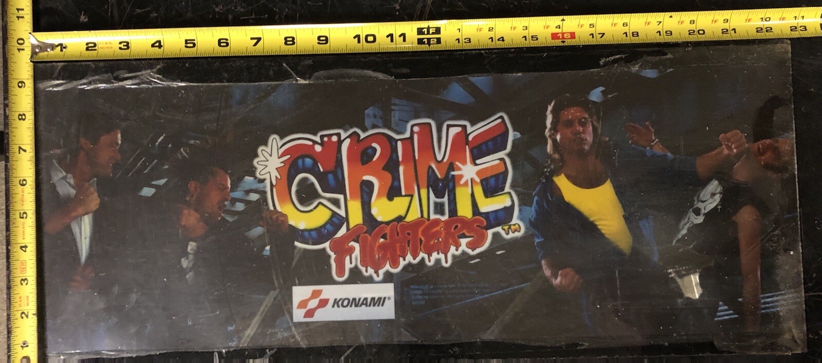 VINTAGE ARCADE VIDEO GAME ORIGINAL MARQUEE OVERLAY “Crime Fighter” Konami