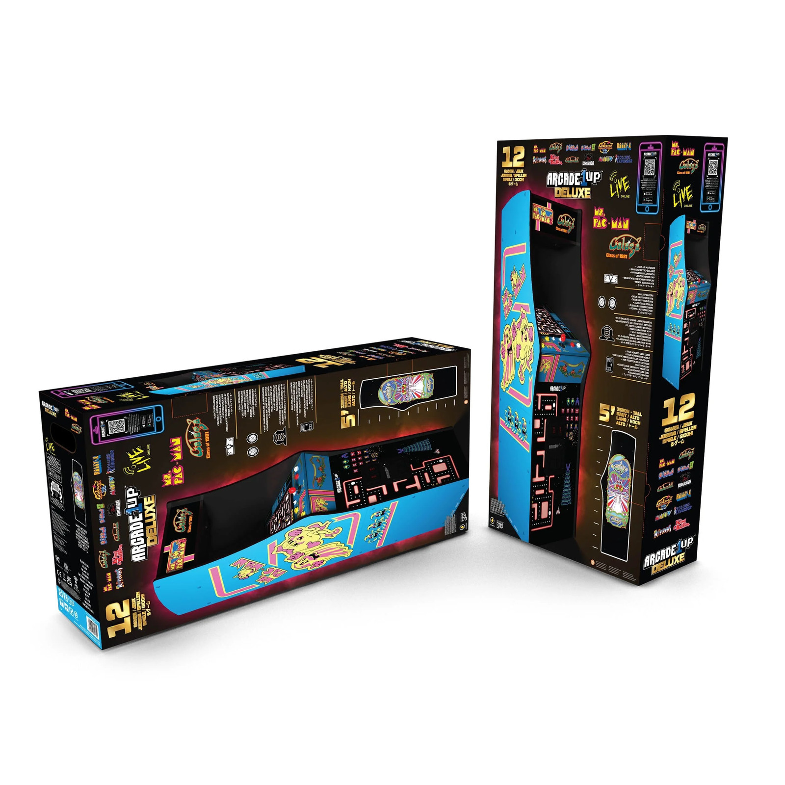 Ms. PAC-MAN & GALAGA Class of ’81 Deluxe Arcade Game with WIFI, 12 Classic Games