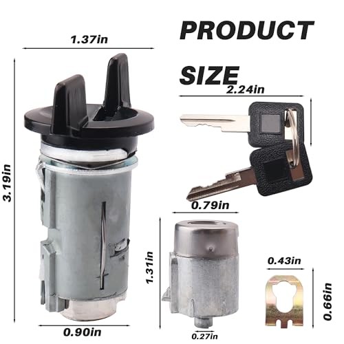 Ignition Switch Lock Cylinder & Door Lock Cylinder Set Compatible with Chevy